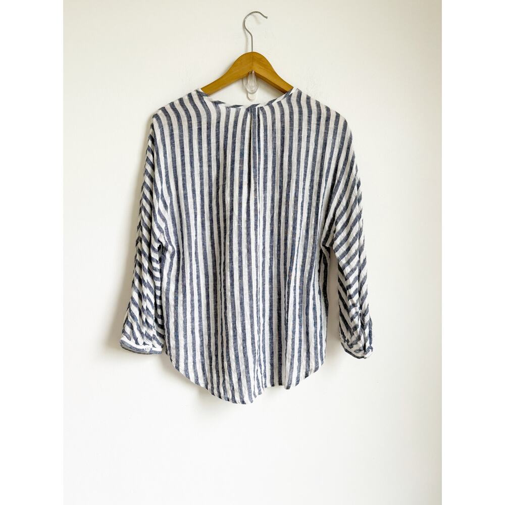 Rails Nina Rio Stripe linen blend top blue white Small - Picture 4 of 5